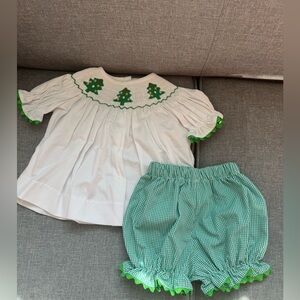Stitchyfish Smocked Christmas Shirt and Bloomer Short Set-3 Months (Brand New)